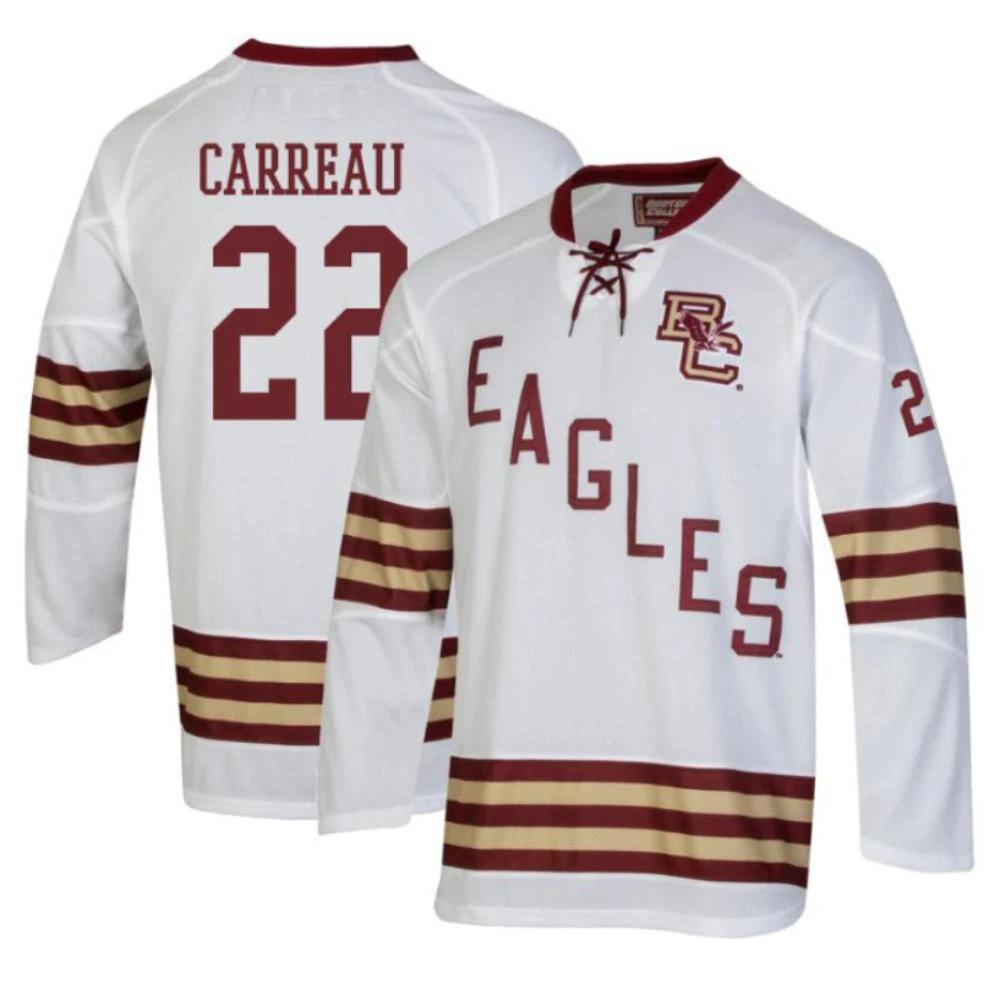 Men's Boston College Eagles Casey Carreau #22 Hockey All Stitched White Jersey by Hockey David