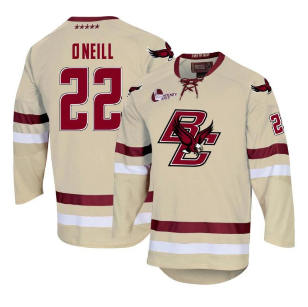 Men's Boston College Eagles Christian O'neill #22 Hockey Stitched Cream Jersey by Hockey David