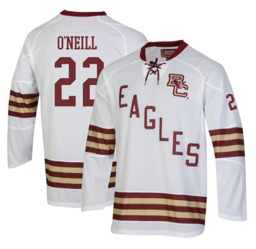 Men's Boston College Eagles Christian O'neill #22 Hockey Stitched Jersey White by Hockey David