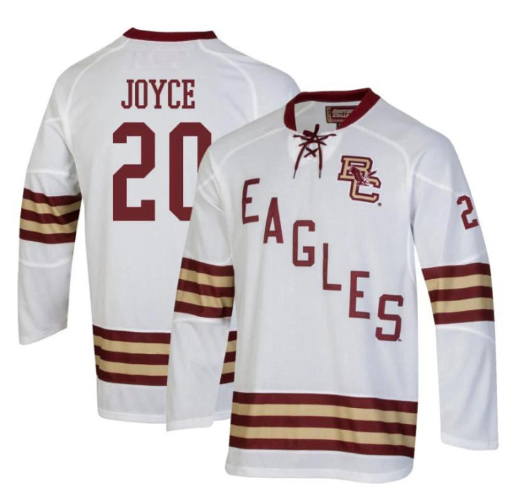 Men's Boston College Eagles Connor Joyce #27 Hockey All Stitched White Jersey by Hockey David