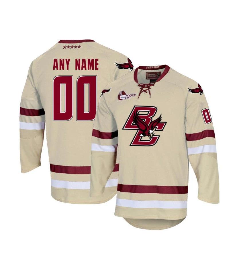 Men's Boston College Eagles Custom Gold Hockey Jersey by Hockey David