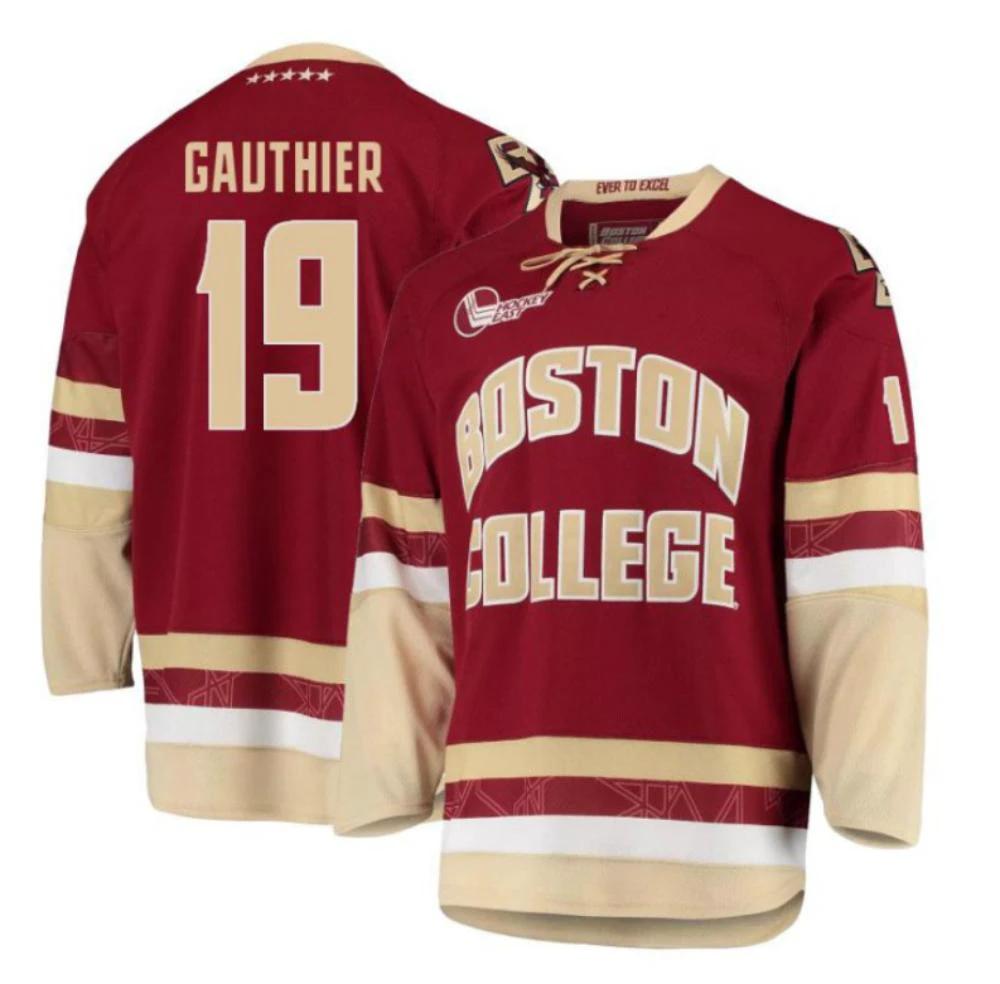 Men's Boston College Eagles Cutter Gauthier #19 Hockey Stitched Jersey Maroon by Hockey David
