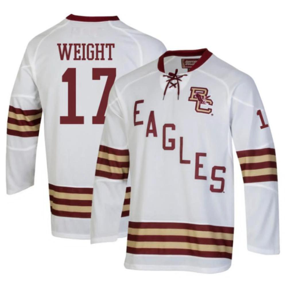 Men's Boston College Eagles Danny Weight #17 Hockey All Stitched White Jersey by Hockey David