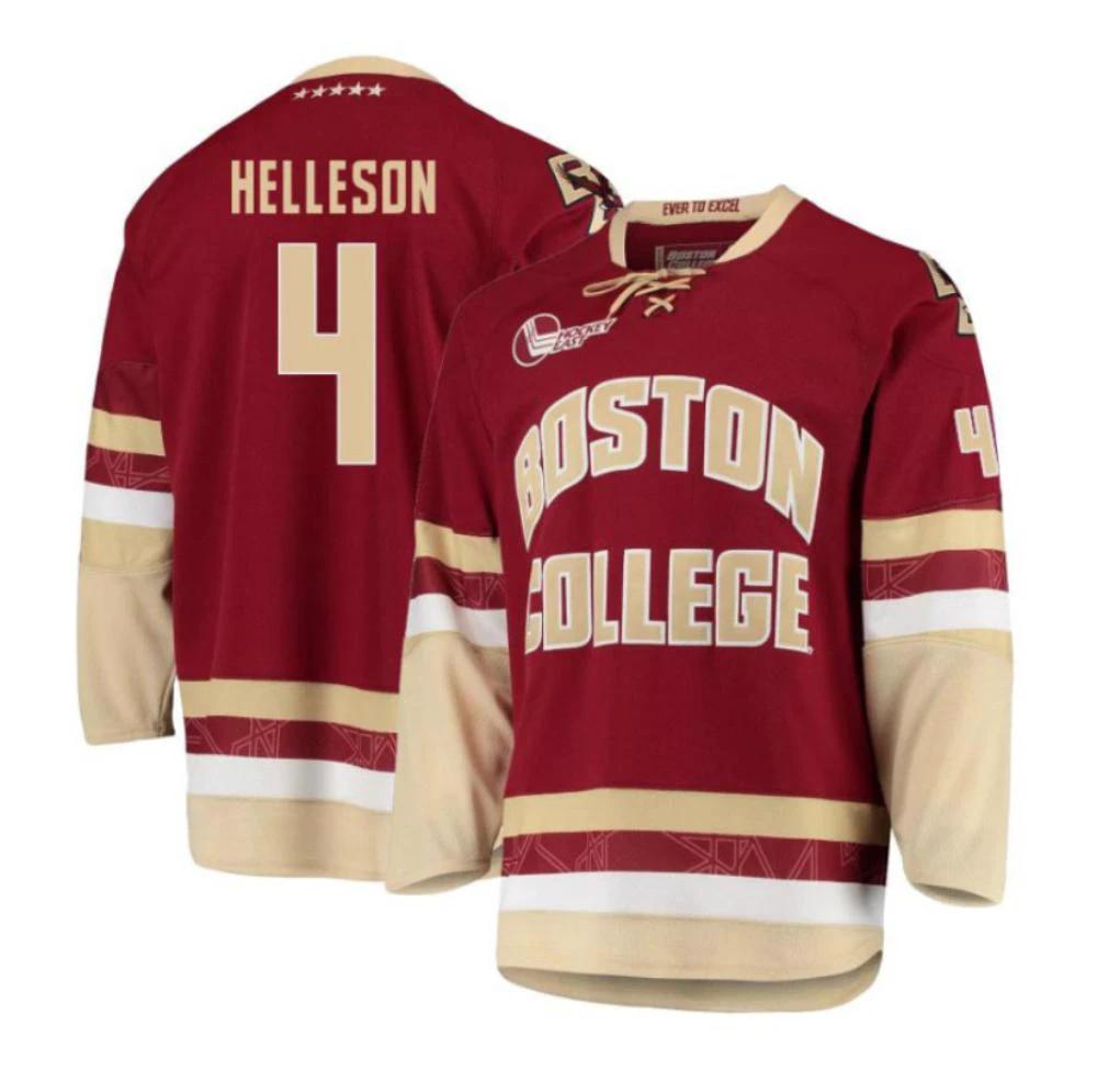 Men's Boston College Eagles Drew Helleson #4 Hockey Stitched Jersey Maroon by Hockey David