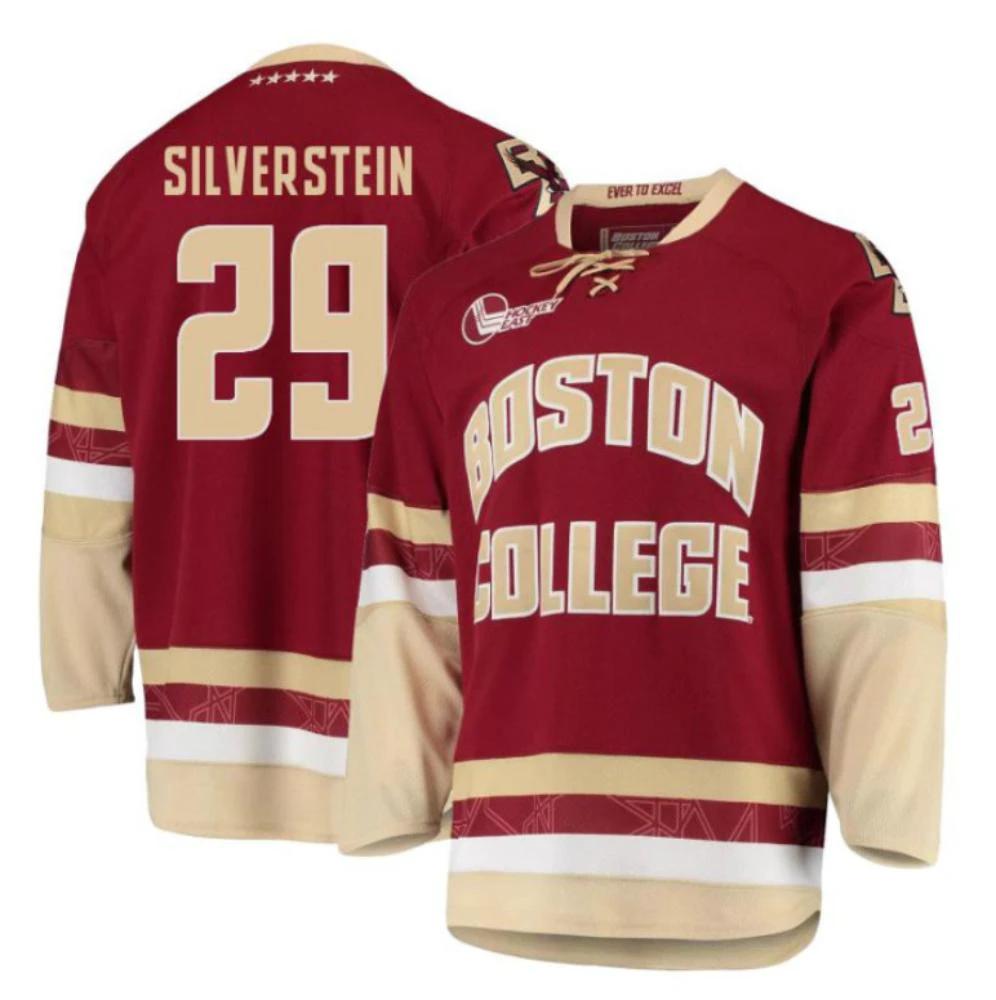 Men's Boston College Eagles Dylan Silverstein #29 Hockey Stitched Jersey Maroon by Hockey David