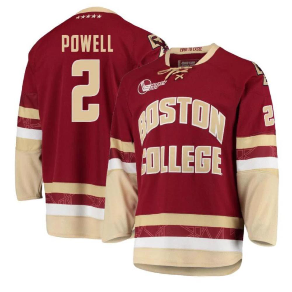 Men's Boston College Eagles Eamon Powell #2 Hockey All Stitched Maroon Jersey by Hockey David