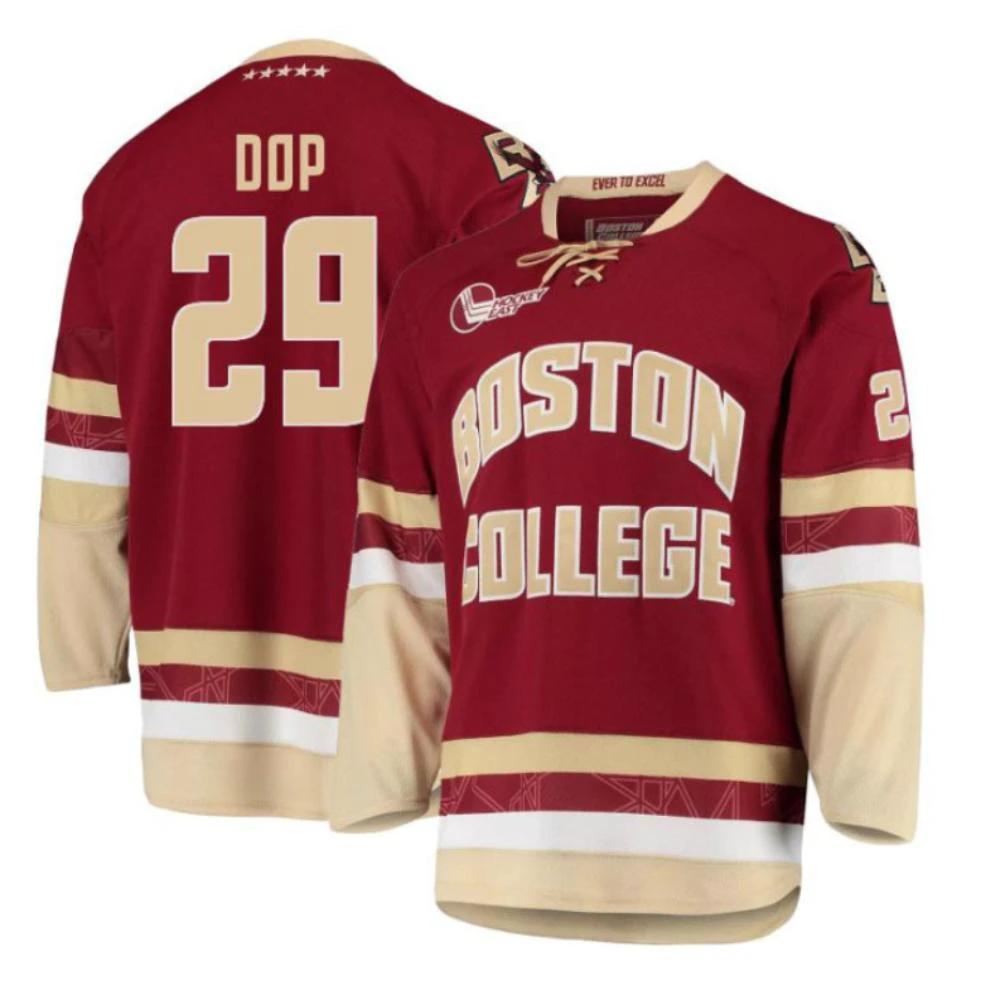 Men's Boston College Eagles Eric Dop #29 Hockey All Stitched Maroon Jersey by Hockey David