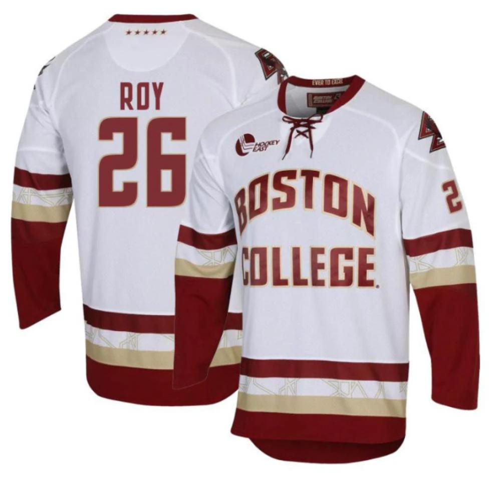 Men's Boston College Eagles Harrison Roy #26 Hockey Stitched Jersey White by Hockey David