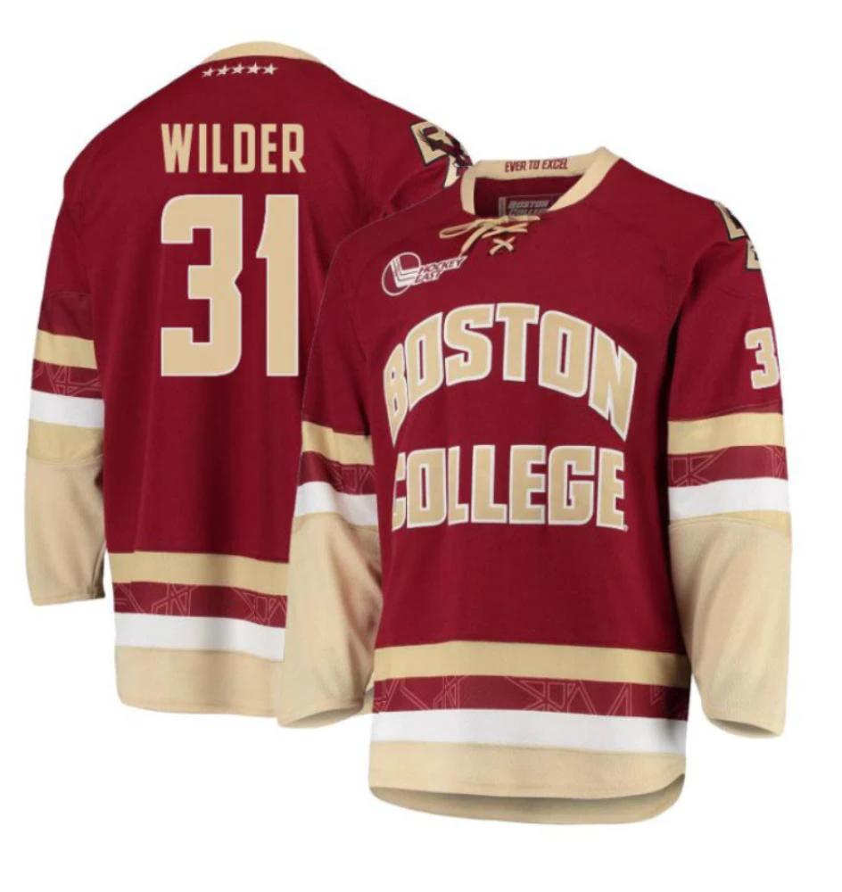 Men's Boston College Eagles Henry Wilder #31 Hockey All Stitched Maroon Jersey by Hockey David