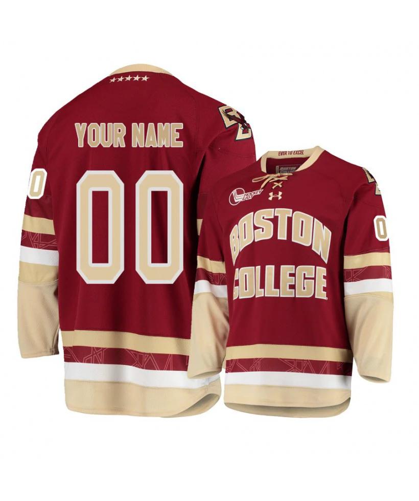 Men's Boston College Eagles Red Custom Hockey Jersey by Hockey David