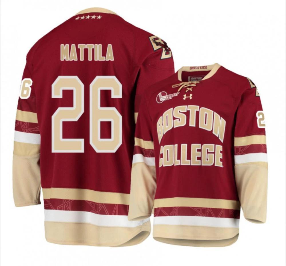 Men's Boston College Eagles #26 Julius Mattila Hockey Stitched Maroon Jersey by Hockey David