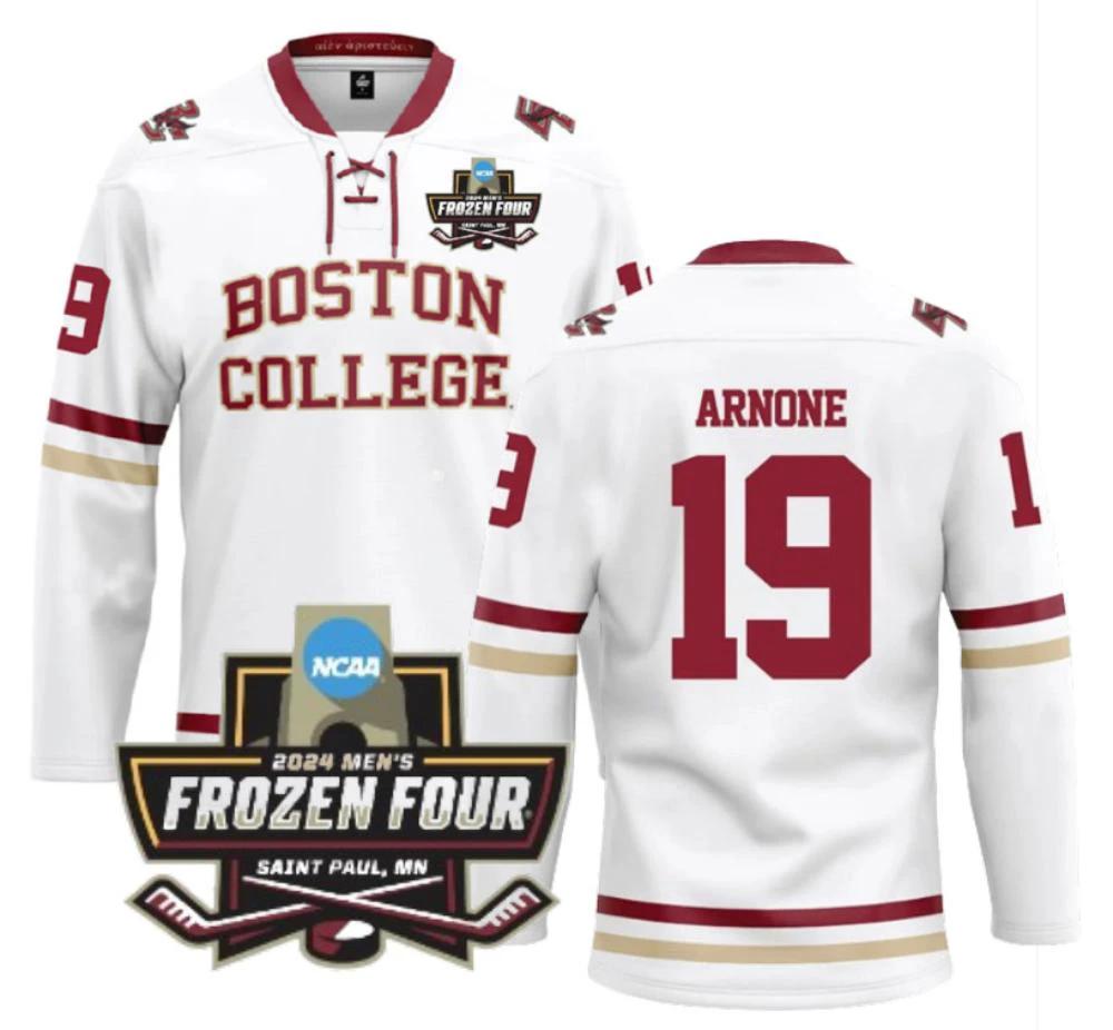 Men's Boston College NCAA Ice Hockey Jade Arnone #19 White Jersey by Hockey David