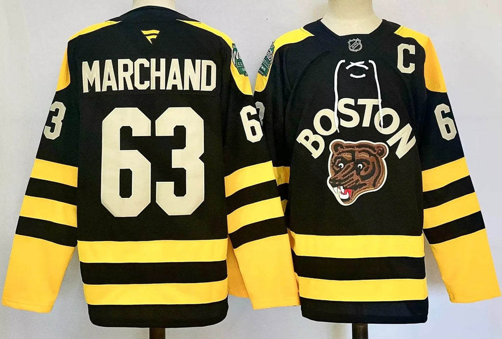 Men’s Brad Marchand Jersey #63 Boston Bruins 2023 Winter Classic Stitched by Hockey David