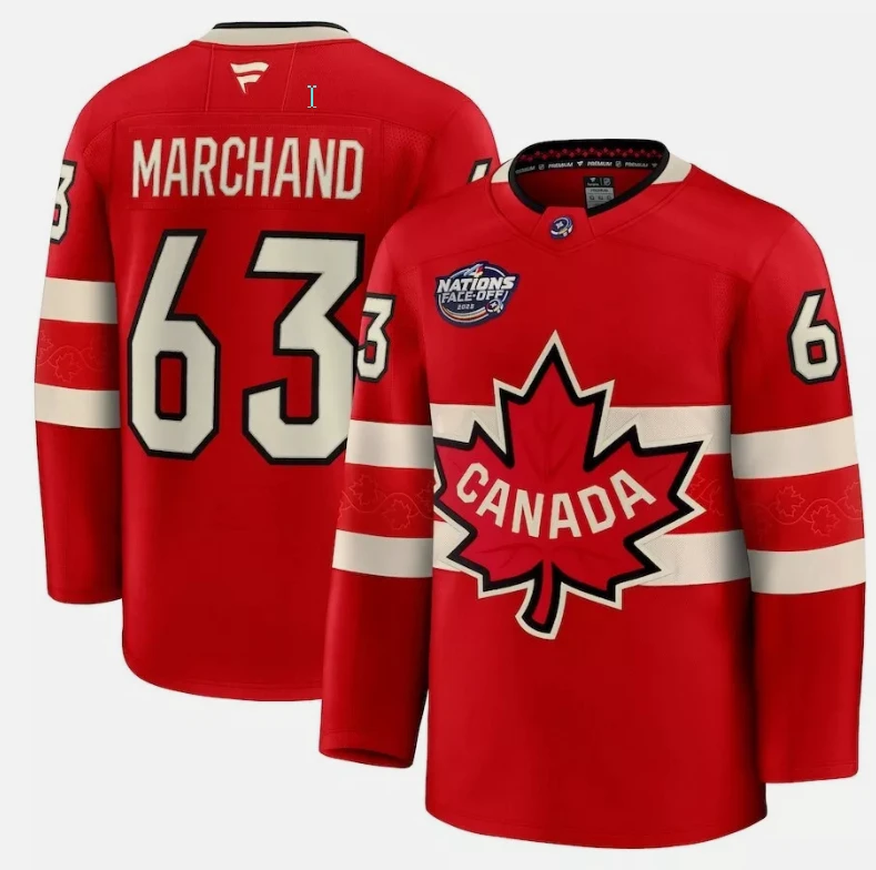 Men's Brad Marchand Jersey #63 Red 2025 4 Nations Face-Off Stitched (Copy) by Hockey David