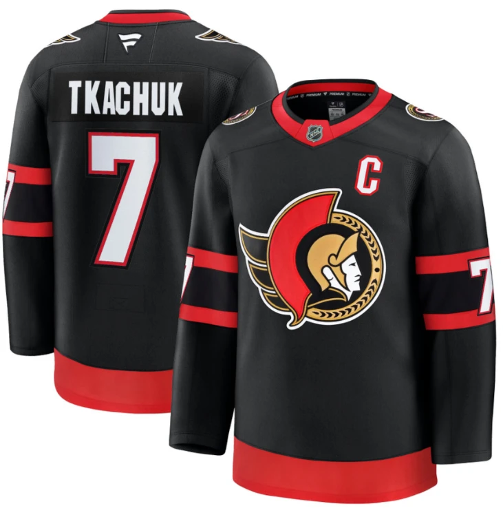 Men's Brady Tkachuk Jersey #7 Ottawa Senators 2025 Premium Home All Stitched by Hockey David