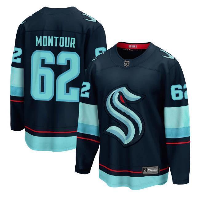 Men’s Brandon Montour Jersey #62 Seattle Kraken Navy All Stitched by Hockey David