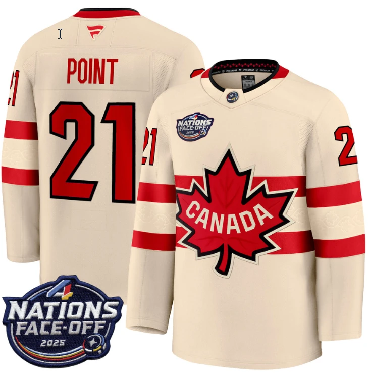 Men's Brayden Point Jersey #21 Canada 4 Nations Face-Off 2025 Stitched Cream by Hockey David