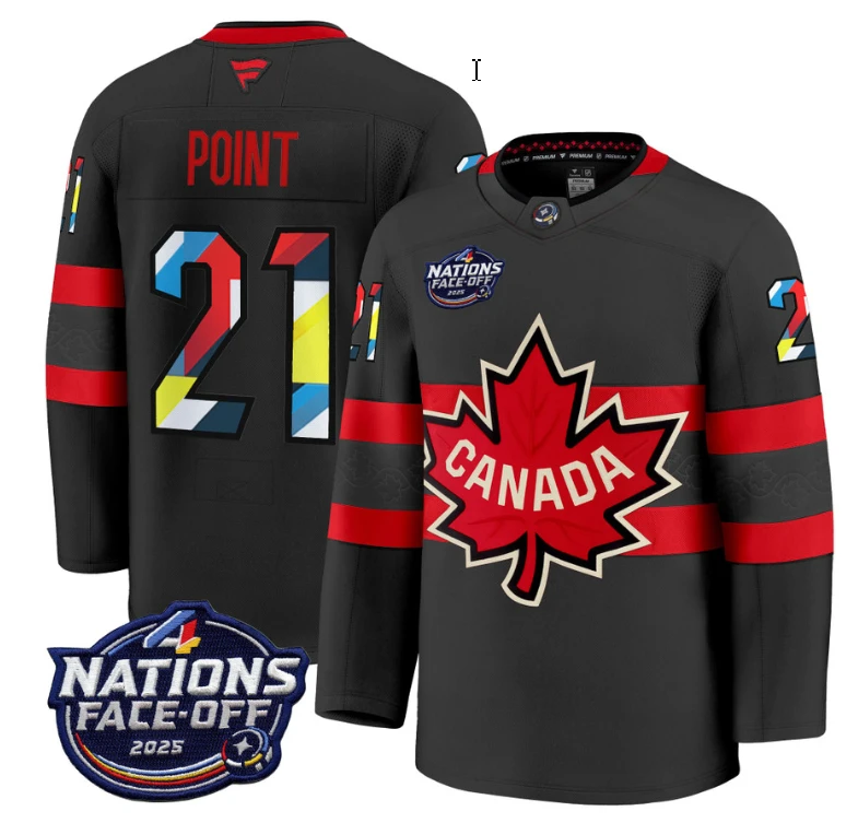 Men's Brayden Point Jersey #21 Canada 4 Nations Face-Off 2025 V2 Stitched Black by Hockey David