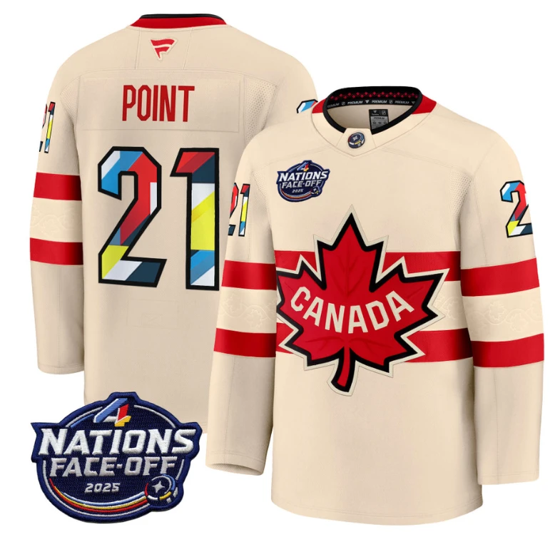 Men's Brayden Point Jersey #21 Canada 4 Nations Face-Off 2025 V2 Stitched Cream by Hockey David