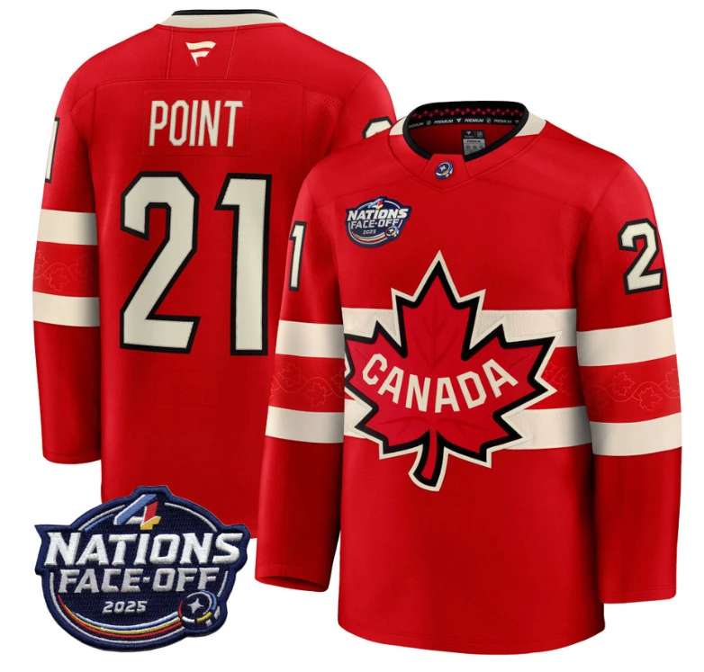 Men's Brayden Point Jersey #21 Red 2025 4 Nations Face-Off Stitched by Hockey David