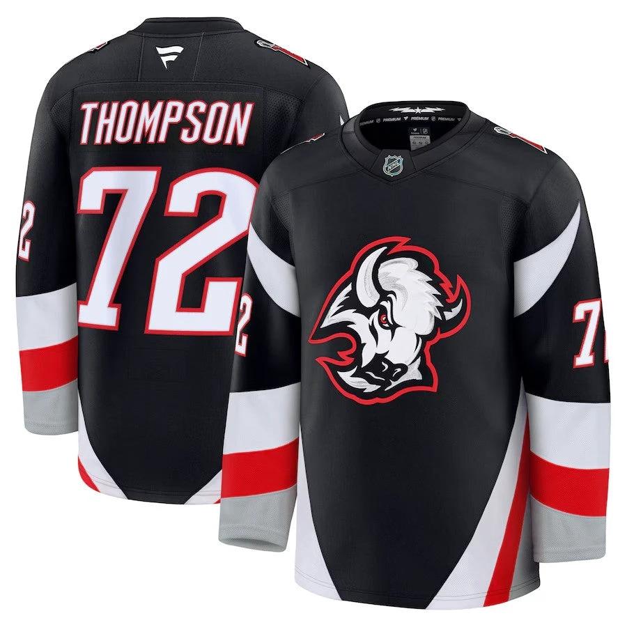 Men's Buffalo Sabres #72 Tage Thompson Alternate Premium Jersey Black by Hockey David