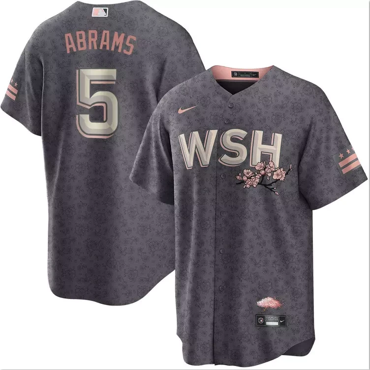 Men's CJ Abrams City Connect Gray Jersey #5 Stitched by My Store