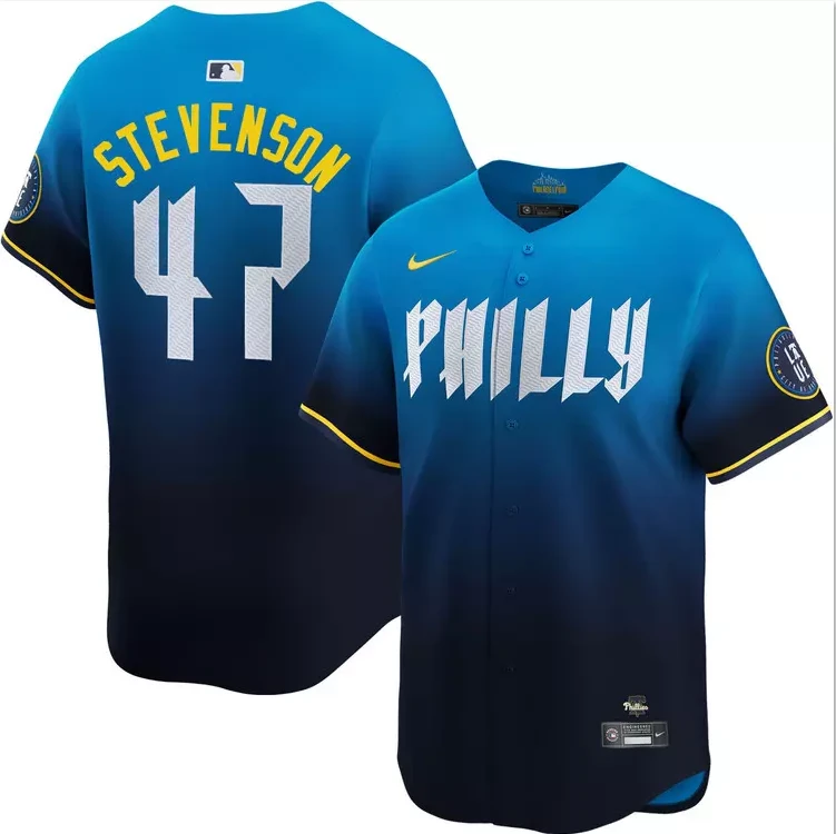 Men's Cal Stevenson Blue City Connect Limited Player Stitched Jersey #47 by My Store