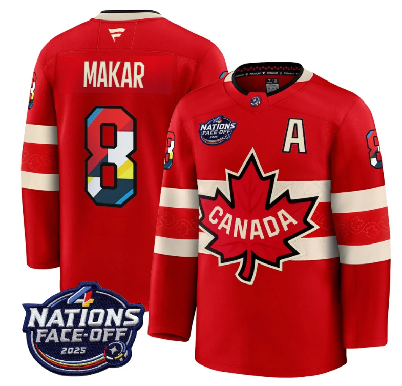 Men's Cale Makar Jersey #8 Canada 4 Nations Face-Off 2025 V2 Stitched Red by Hockey David