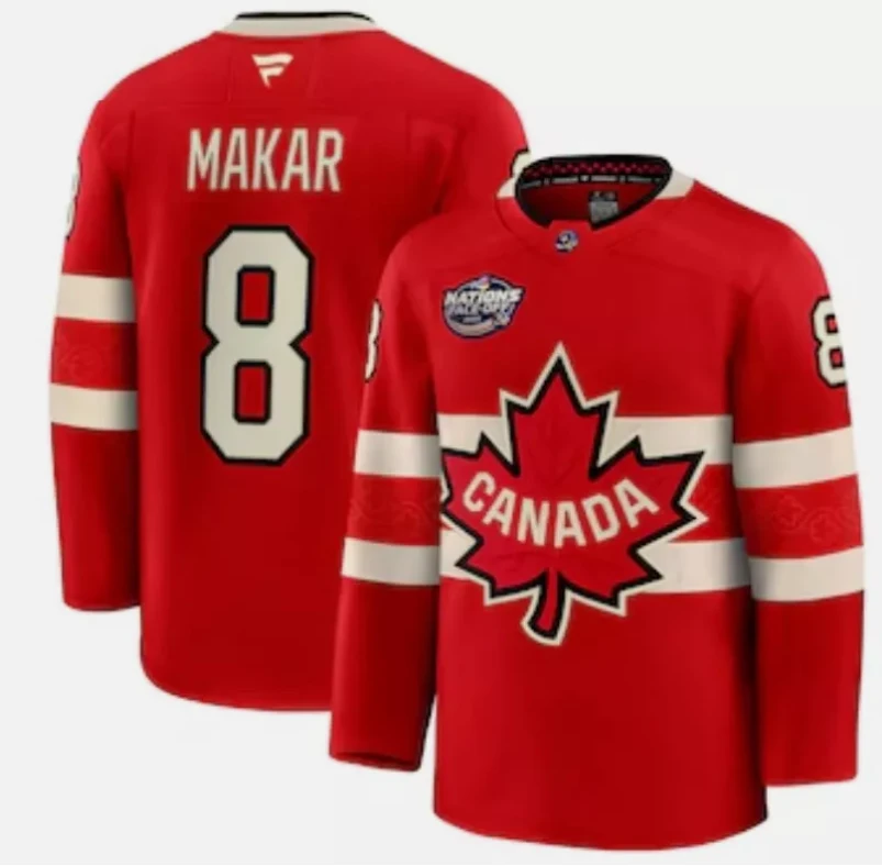 Men's Cale Makar Jersey #8 Red 2025 4 Nations Face-Off Stitched by Hockey David