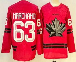 Men's Canada Hockey #63 Brad Marchand Red 2026 Olympics Hockey Jersey by Hockey David