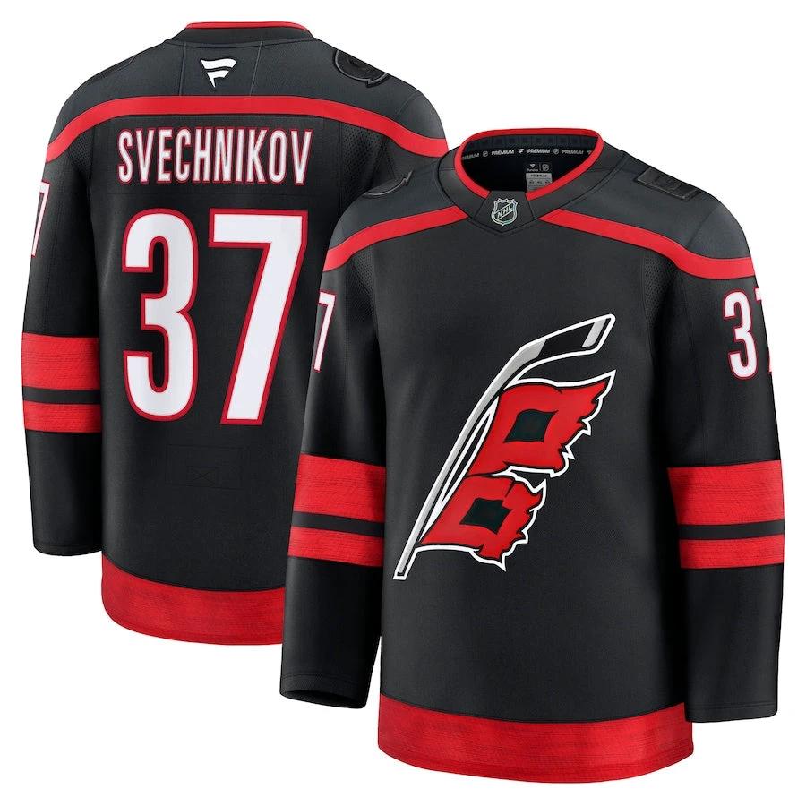 Men's Carolina Hurricanes #37 Andrei Svechnikov Home Premium Jersey Black by Hockey David