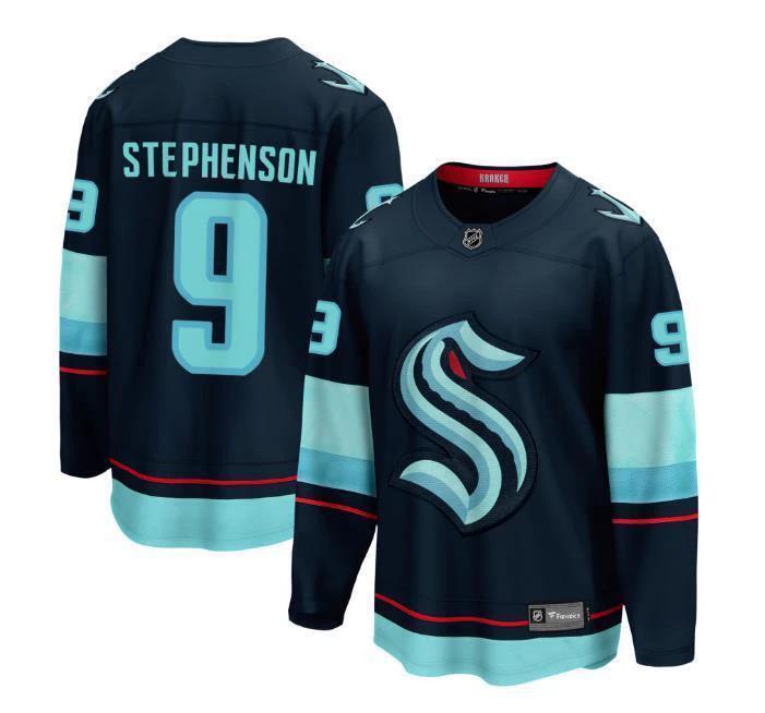 Men’s Chandler Stephenson Jersey #9 Seattle Kraken Navy All Stitched by Hockey David