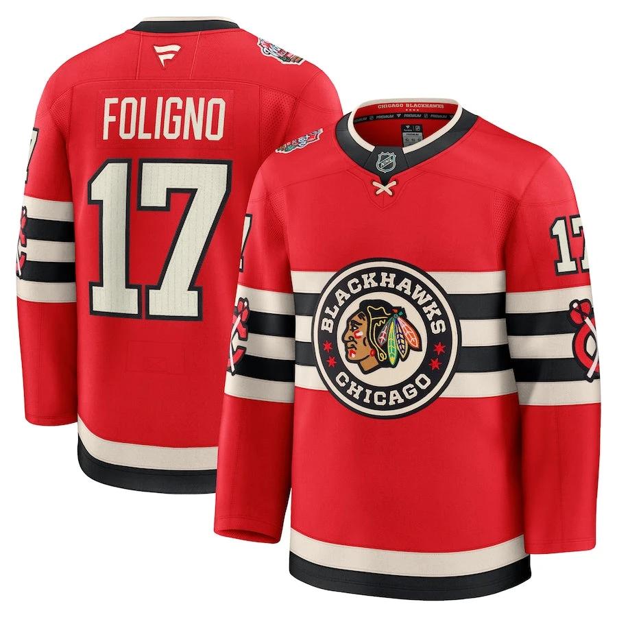 Men's Chicago Blackhawks #17 Nick Foligno 2025 NHL Winter Classic Jersey Red by Hockey David