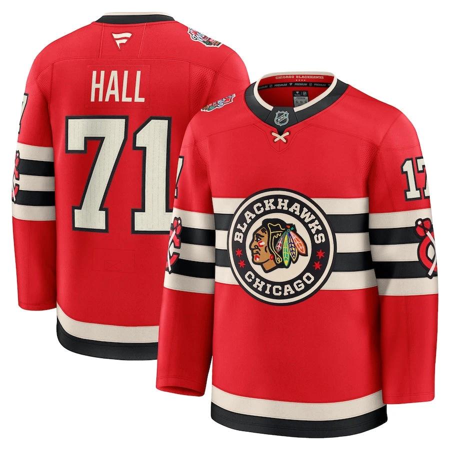 Men's Chicago Blackhawks #71 Taylor Hall 2025 NHL Winter Classic Jersey Red by Hockey David