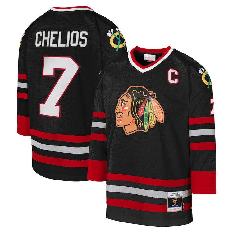 Men's Chicago Blackhawks #7 Chris Chelios 1997-98 Power Play Jersey by Hockey David