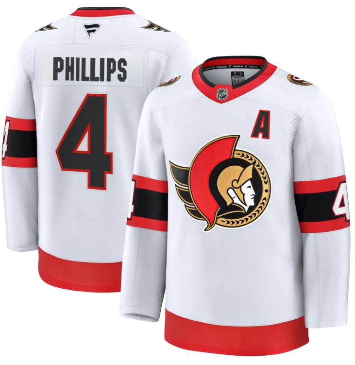 Men's Chris Phillips Jersey #4 Ottawa Senators 2025 Premium Away All Stitched by Hockey David