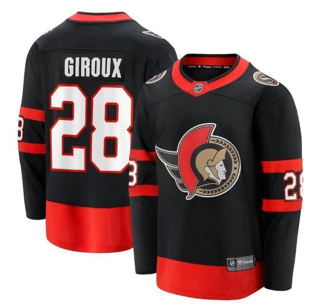 Men’s Claude Giroux Jersey #28 Ottawa Senators Black All Stitched by Hockey David