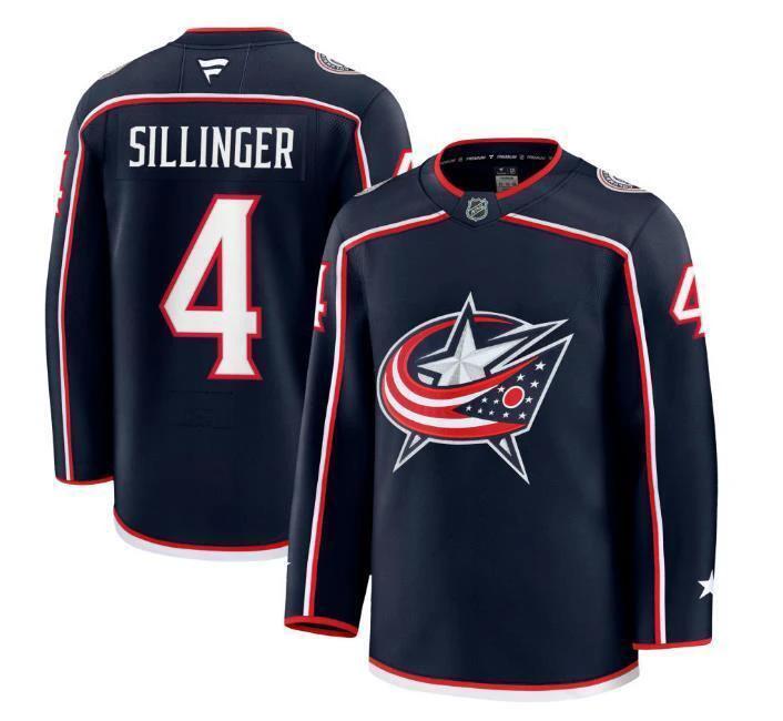 Men’s Cole Sillinger Jersey #4 Columbus Blue Jackets Navy All Stitched by Hockey David