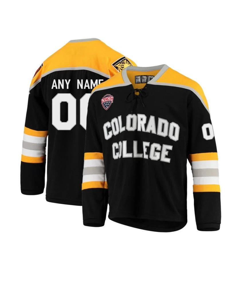 Men's Colorado College Tigers Custom Black Hockey Jersey by Hockey David