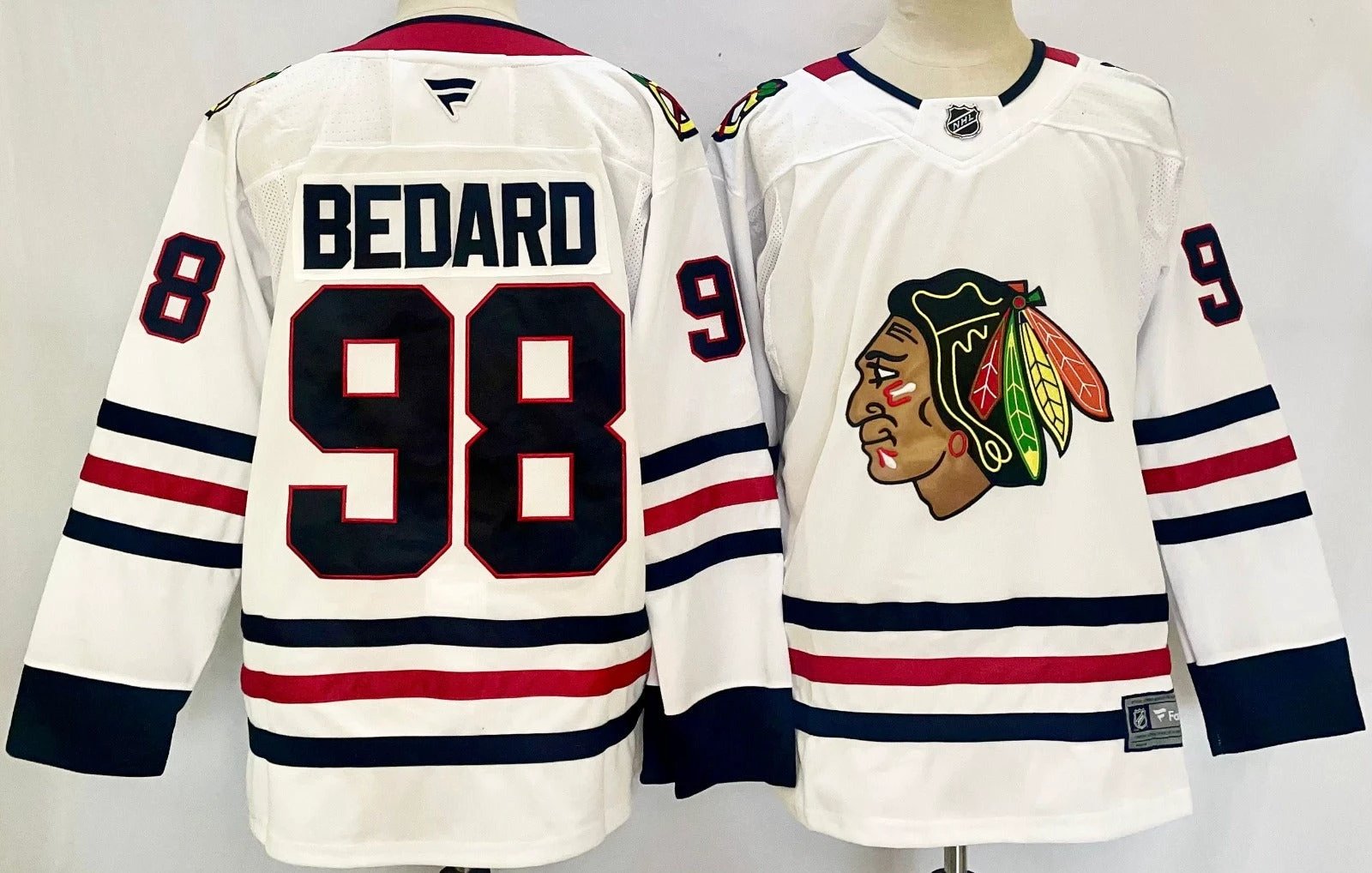 Men’s Connor Bedard Jersey #98 Chicago Blackhawks 2025 White Away Stitched by Hockey David