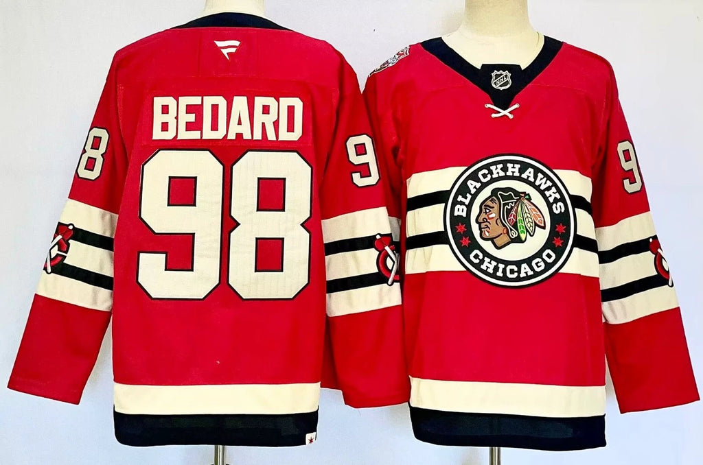Men’s Connor Bedard Jersey #98 Chicago Blackhawks 2025 Winter Classic Stitched by Hockey David