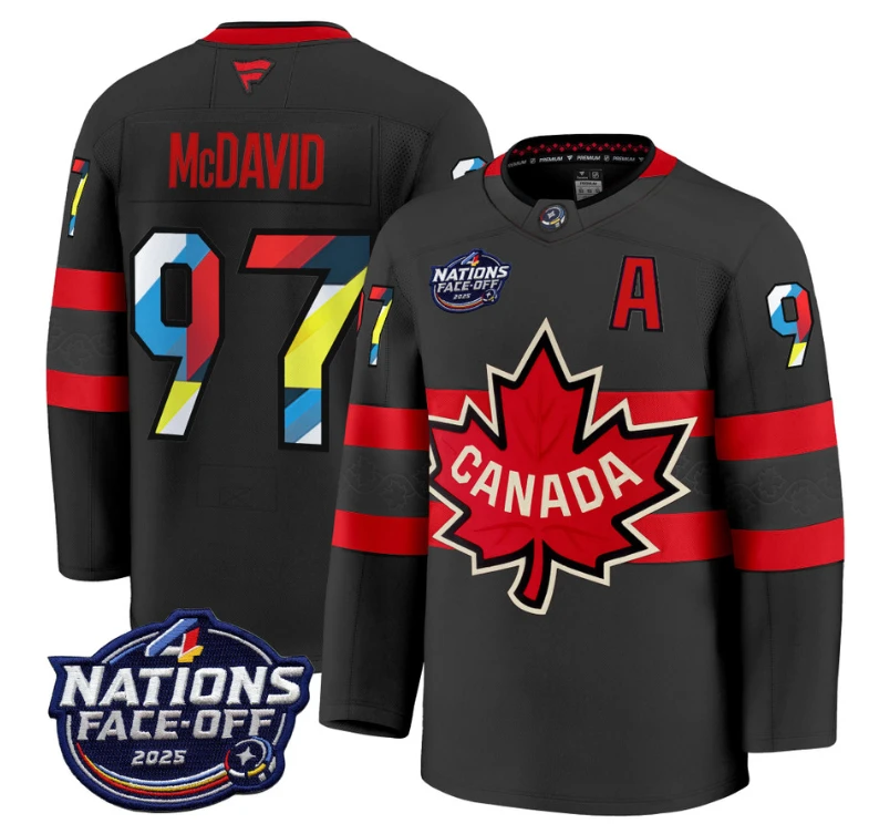 Men's Connor McDavid Jersey #97 Canada 4 Nations Face-Off 2025 V2 Stitched Black by Hockey David