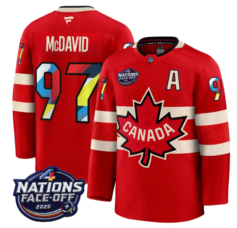 Men's Connor McDavid Jersey #97 Canada 4 Nations Face-Off 2025 V2 Stitched Red by Hockey David