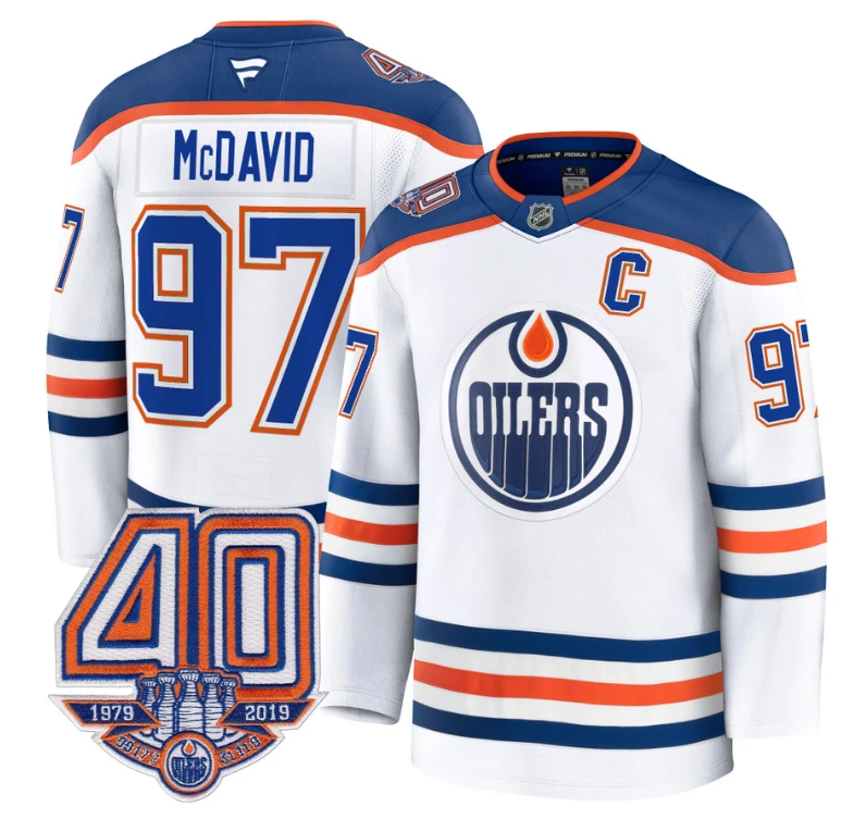 Men's Connor McDavid Jersey #97 Edmonton Oilers 40th Anniversary Stitched Away by Hockey David