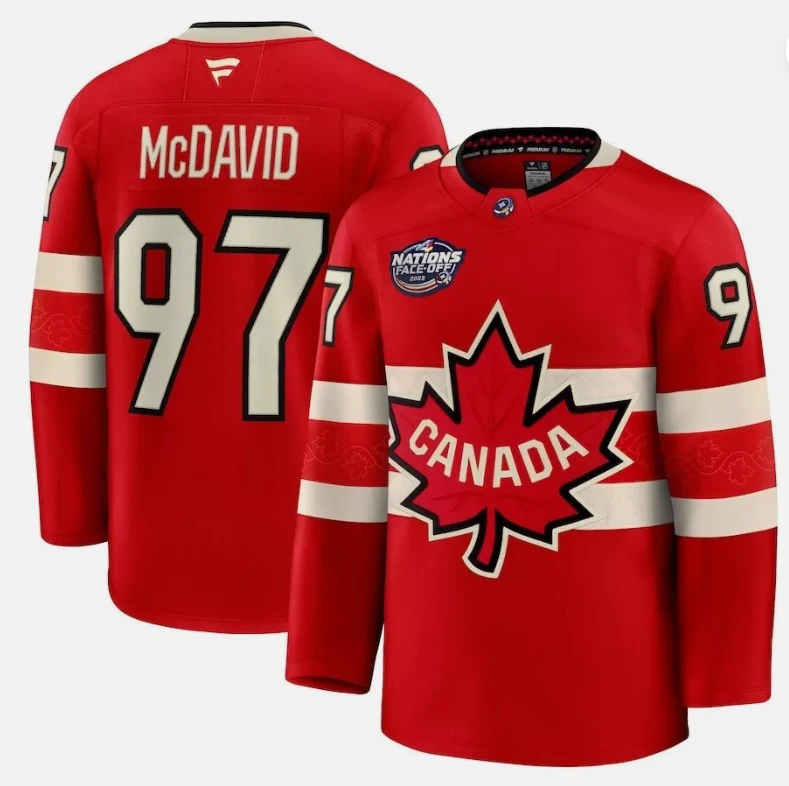 Men's Connor McDavid Jersey #97 Red 2025 4 Nations Face-Off Stitched by Hockey David