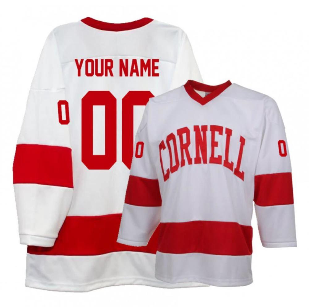 Men's Cornell Big Red Custom Jersey Hockey All Stitched White by Hockey David