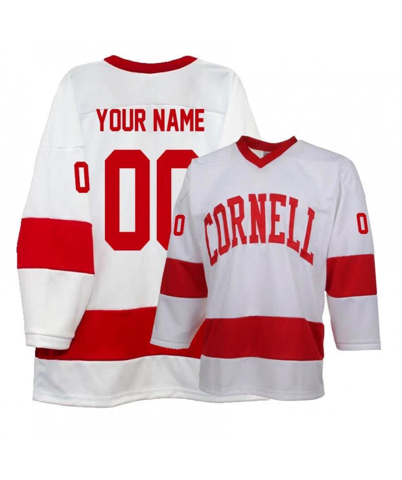 Men's Cornell Big Red Customized White Hockey Custom Hockey Jersey by Hockey David