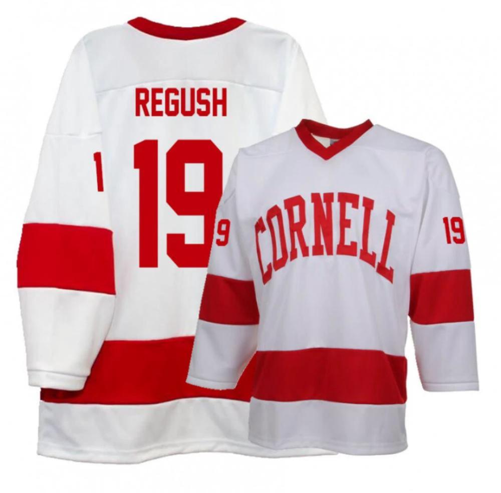 Men's Cornell Big Red #19 Michael Regush College Hockey Stitched White Jersey by Hockey David