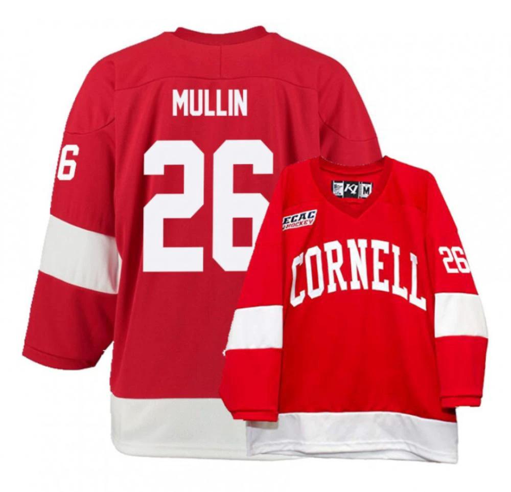 Men's Cornell Big Red #26 Tristan Mullin College Hockey All Stitched Red Jersey by Hockey David
