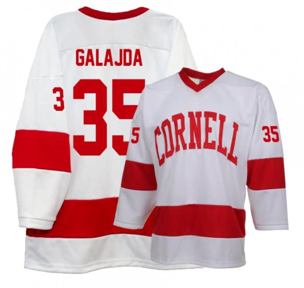 Men's Cornell Big Red #35 Matthew Galajda College Hockey Stitched White Jersey by Hockey David